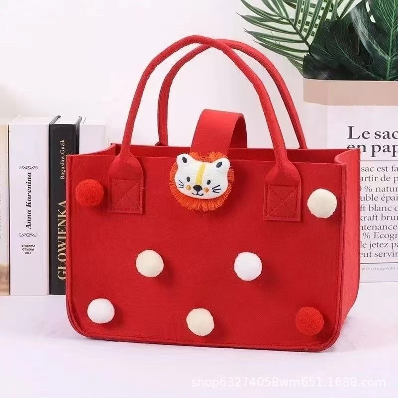 Fabricantes al por mayor en línea sobre rojo bolso de fieltro bolso de mano regalo de dibujos animados bolso de fieltro promoción de apertura bolso de regalo almacenamiento