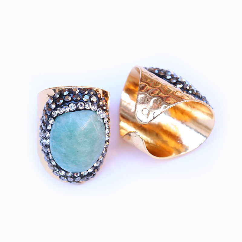 Ethnic Style Oval Natural Stone Open Ring display picture 7