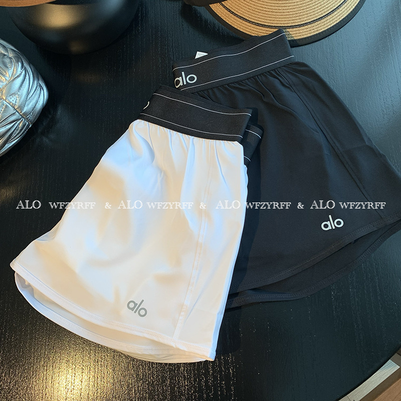 alo瑜伽网球裙高腰弹力休闲运动短裙打底裤半身裙防走光立体印花|undefined