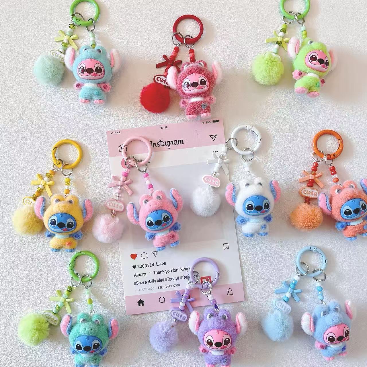 Dinosaur Stitch Series Cartoon Pendant Cute Keychain Doll Decoration Creative Phone Strap Bag Gift