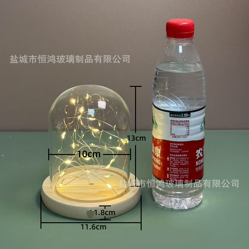 海胆永生花干花侧面触摸开关玻璃罩子底座带灯展示盒手办创意|undefined