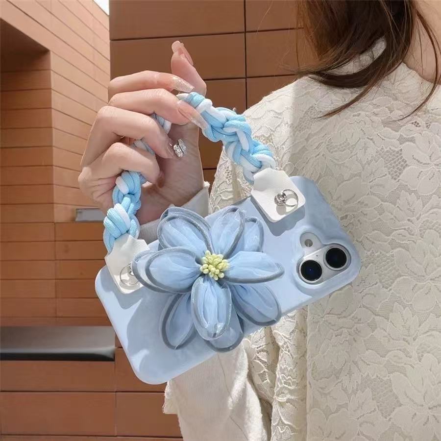 Pulsera de flores de encaje fresco de verano con iPhone14 Apple 16ProMax funda para teléfono móvil 15 patrón de piel 13 mujer