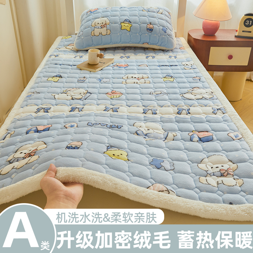 A級学生寮用ミルクベルベットマットレス、冬用厚手フリースパッド、入学時寮用シングルベッドマットレス
