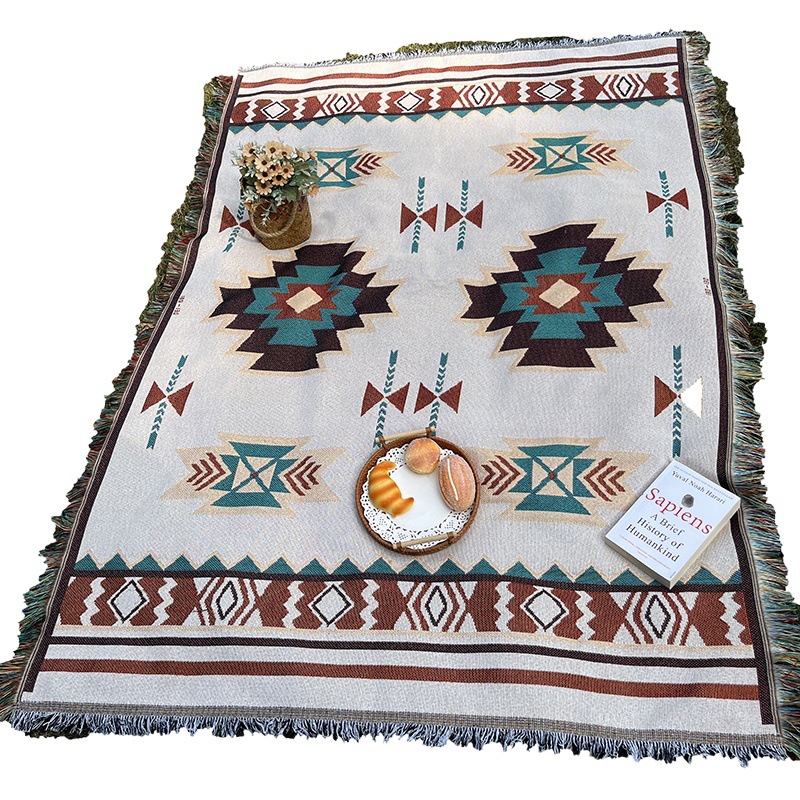 Tent moisture-proof picnic mat camping tablecloth lawn mat bohemian knitted line blanket outdoor camping blanket