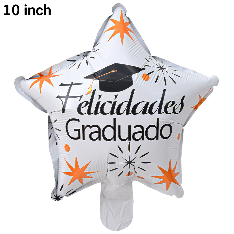 Temporada de graduación transfronteriza de 10 pulgadas Globos de película de aluminio Celebración de la fiesta de graduación Estrella de cinco puntas Decoración Decoración Globos de papel de aluminio al por mayor