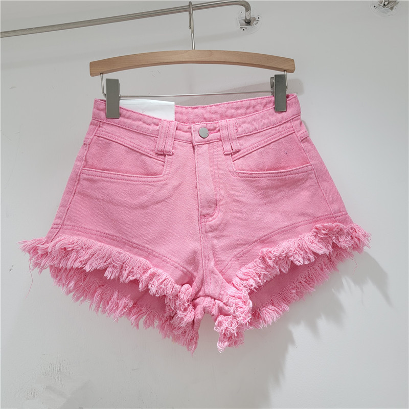 Pantalones Cortos Jeans de Mujer con Deshilachado de Poliéster