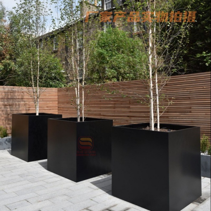 Al aire libre FRP cuadrada combinación de maceta de flores centro comercial hotel sala de ventas belleza decoración maceta de flores