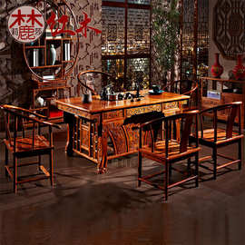 红木家具客厅全套家用家具茶桌椅组合新中式花梨广东缅甸实木茶台