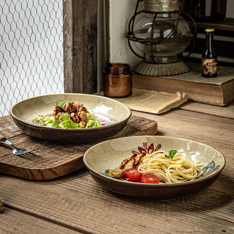 Guochao pintado a mano Guofeng 8 pulgadas de platos de cerámica de alta calidad platos de platos de platos exportadores transfronterizos de platos de alta calidad