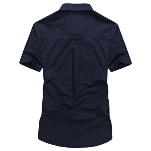 2024 Summer Men's Short-Sleeve Shirt, Washed Cotton, Military-Style Loose Fit Large Size Outdoor Work Shirt, Trendy