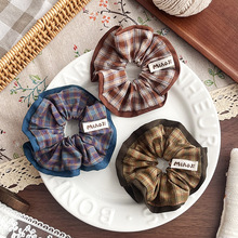 韩系秋冬新款儿童布艺格纹大肠发圈皮筋小女孩丸子头发饰马尾头绳