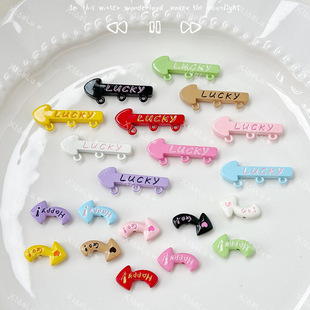 Color arrow alloy letter slogan plate three hanging through hole double-sided beaded mobile phone chain jewelry diy accessories
