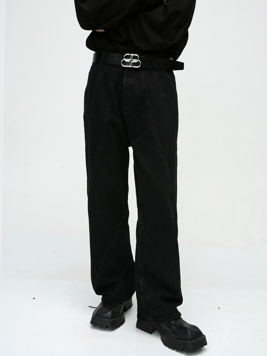 Mtlclothes ropa de Hombre | 2023 otoño nueva moda Americana recta drapeado casual pierna ancha jeans moda