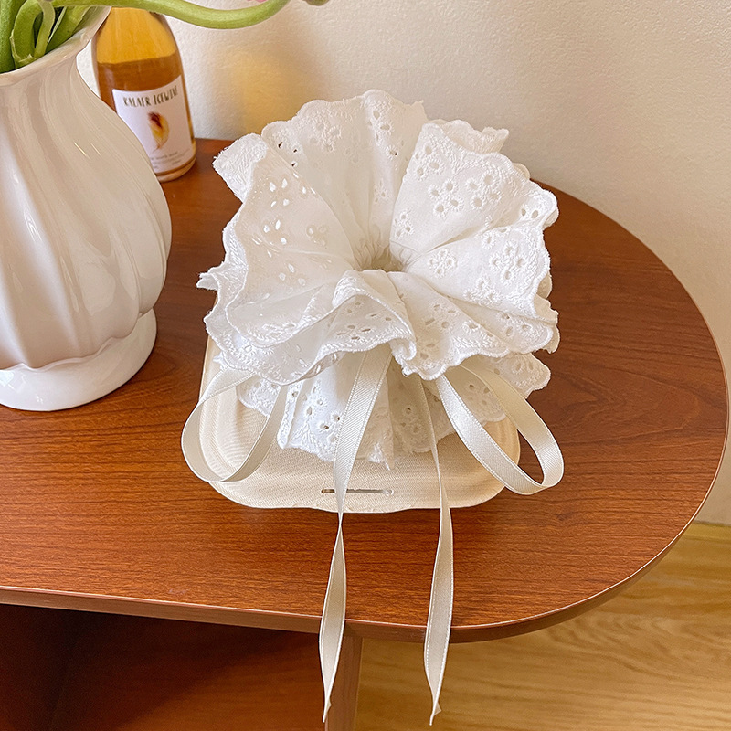 Primavera nueva corbata de pelo de intestino grueso para niños accesorios para el cabello de encaje dulce niña cabeza de bebé flor cuerda para la cabeza tocado de cuerda para el cabello japonés