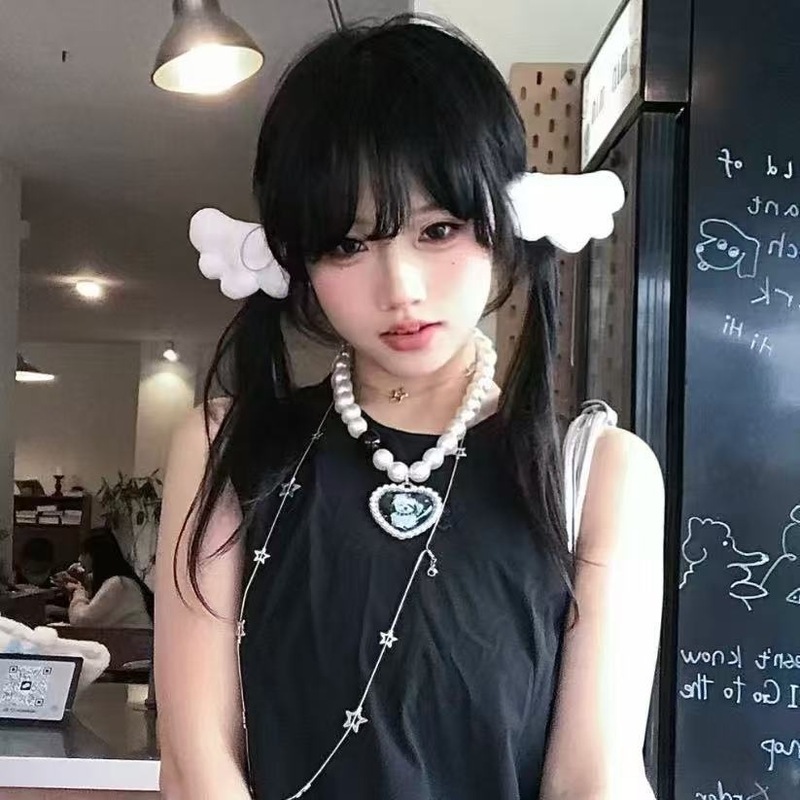 白色大号翅膀发夹二次元萌可爱毛绒发夹日系边发夹刘海侧边头饰|undefined