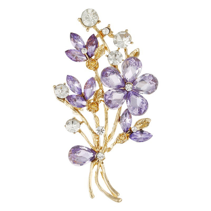 Nuevo estilo coreano ramillete flor aleación electrochapado rhinestone cristal ramo broche PIN en stock fábrica al por mayor image 1