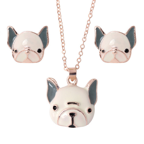 Wish Hot Selling Fashion Colorful Pony Painted Oil Necklace Set Cartoon Creative Animal Earrings Pendant Accessories Wholesale