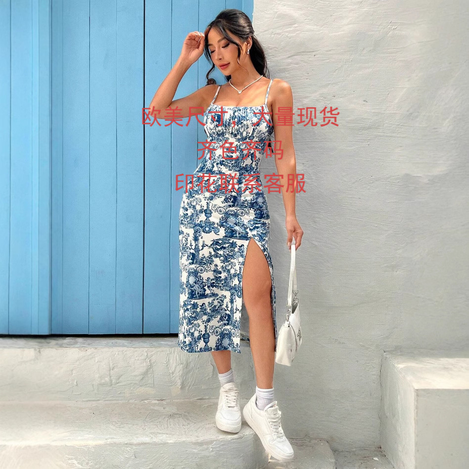 2024跨境欧美女装shein亚马逊外贸裙子夏季新款衣服吊带裙连衣裙