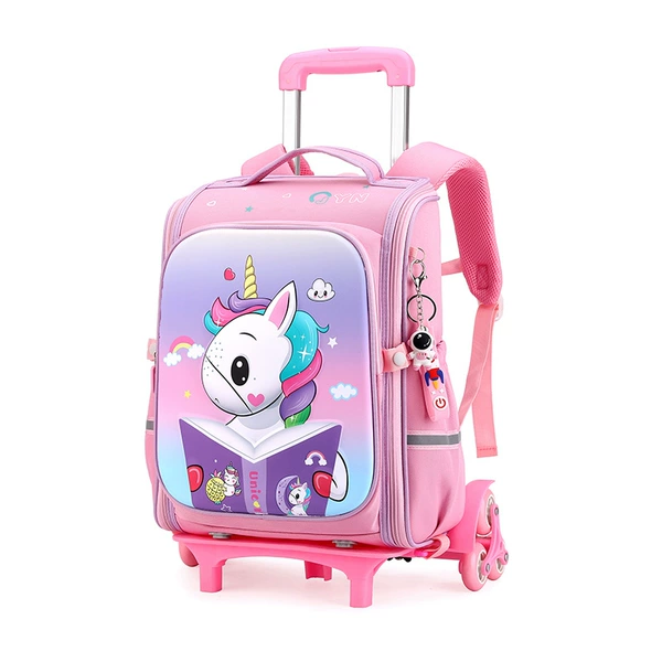 Little pink reading unicorn six wheels