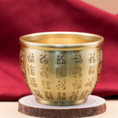 黃銅米缸百福缸聚寶盆小擺件精雕碗香爐煙灰缸茶酒杯禮品批發廠家