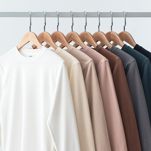 Solid color double-sided velvet bottoming shirt, round neck long-sleeved t-shirt for men, thermal and warm inner layer, heavy white t autumn and winter velvet top