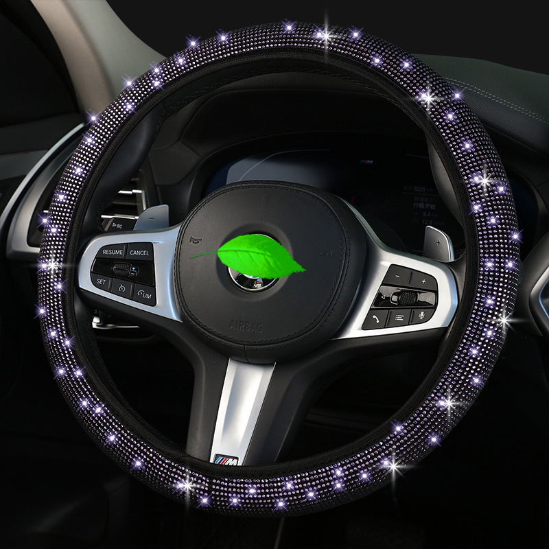 Nuevo coche volante cubierta primavera y verano completo diamante rhinestone perforación caliente sin anillo interior cubierta de la rueda de dirección transfronteriza Amazon