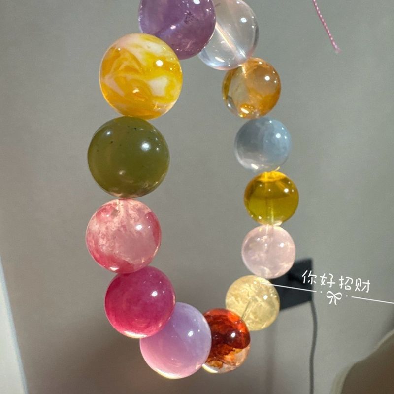 天然水晶15咪多宝手串夏季多巴胺招财招桃花水晶手链女生甜美礼物|undefined