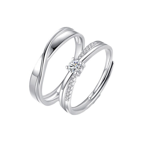 Möbius ring S925 sterling silver couple ring, a pair of niche design, high-end diamond-encrusted men's and women's open rings