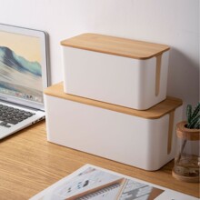 桌面防尘竹木电线收纳盒  数据线收纳  电源线理线盒 插座电脑线