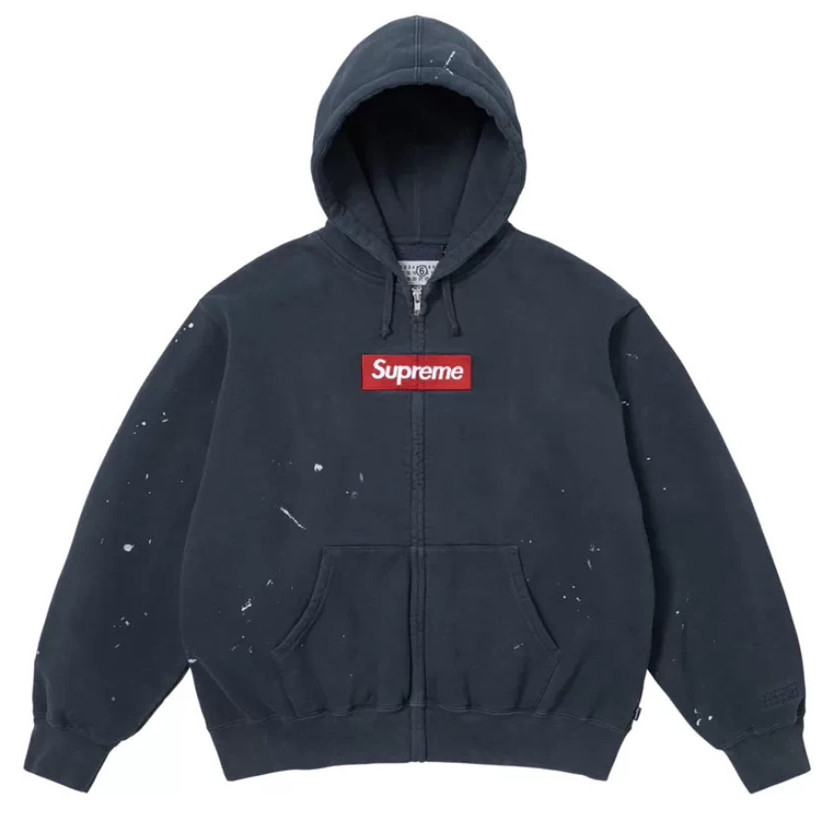 Supreme MM6 Maison Margiela Box Logo Zip Up Hoodie Black