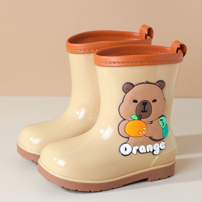 Nuevos niños capibara barril corto impermeable bebé zapatos de lluvia botas de lluvia barril medio para niños y niñas dibujos animados jardín de infantes zapatos de agua