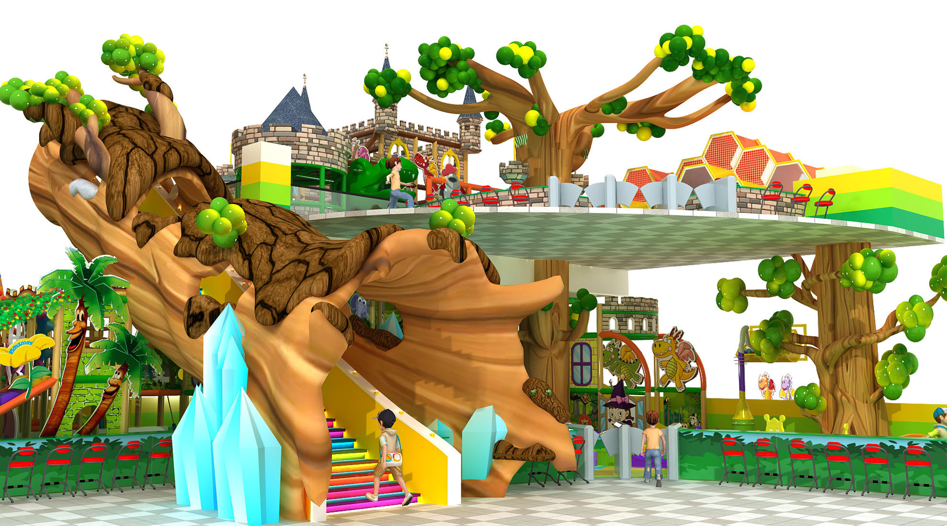 Venta al por mayor castillo travieso interior pequeño parque infantil Centro Comercial diversión a gran altitud entrada expansión escalada equipo fabricante