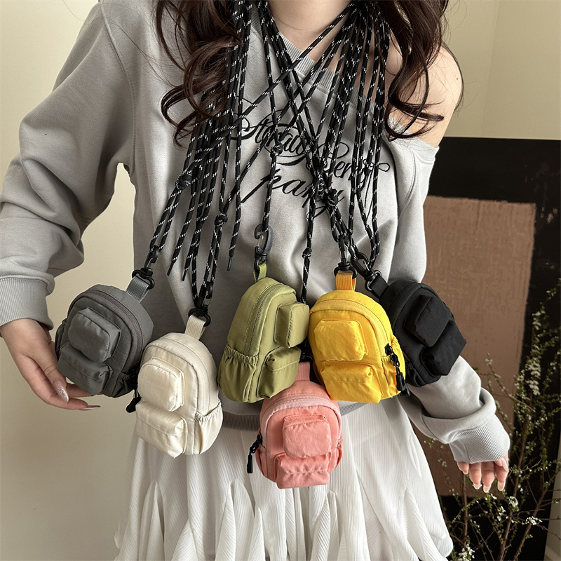アウトドアレジャー多機能ハングバッグミニソリッドカラー子供ショルダーバッグファッションヘッドフォンバッグ男の子女の子メッセンジャーバッグ|undefined