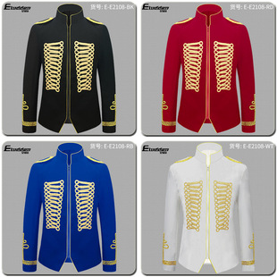 Cross-border European and American zipper court dress costume men's car flower costume performance suit bar singer DJ stage dress