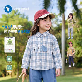 休闲婴儿长袖格子衬衫儿童男童衣服女童上衣春秋款童装小童衬衣