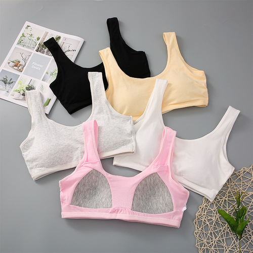 [Fat in seconds] Pure cotton middle school students' underwear, Korean version without rims, large breasts, small breasts, student development vest