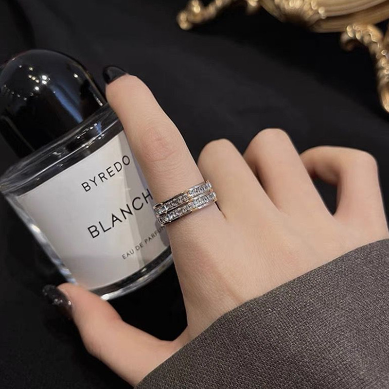 Fashion Round Titanium Steel Inlay Zircon Rings 1 Piece