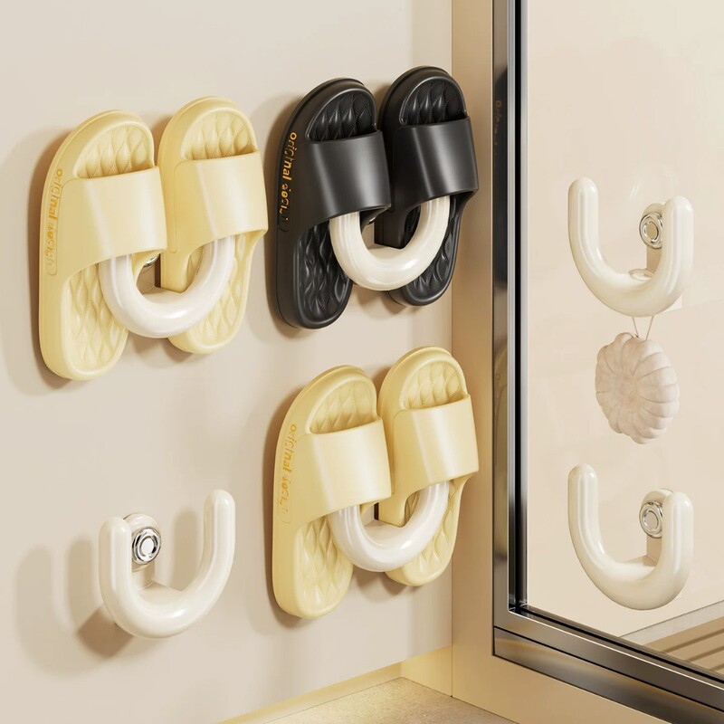 Bathroom Suction Cup Slipper Rack, No-Drill Drainage Hanger for Bathroom, Hook Storage Rack, Strong Load-Bearing Shoe Holder Bathroom Suction Cup Slipper Rack, No-Drill Drainage Hanger for Bathroom, Hook Storage Rack, Strong Load-Bearing Shoe Holder