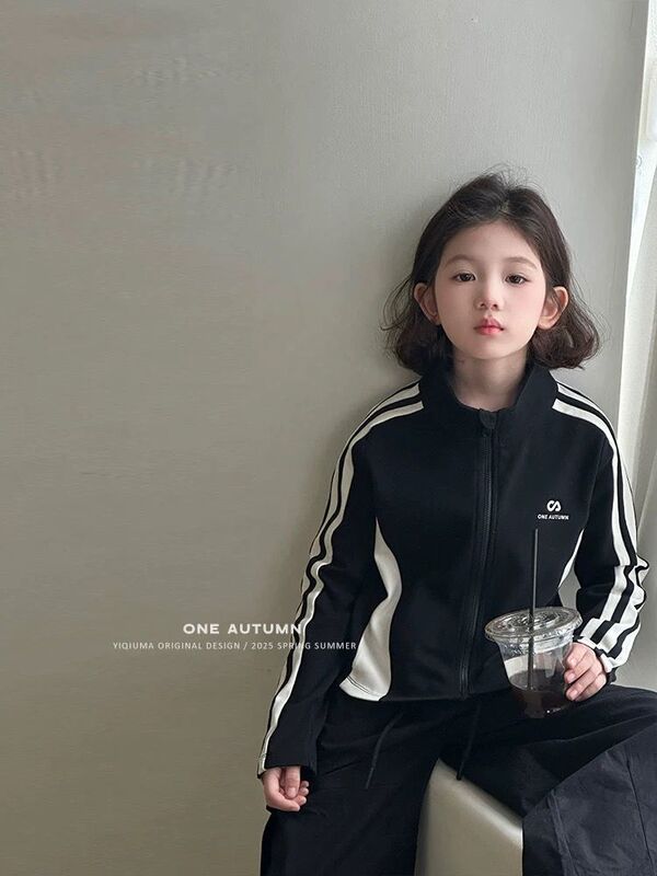女童春装外套新款儿童洋气百搭卫衣女孩修身上衣拉链衫开衫|undefined