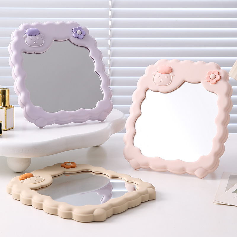 Espejo de maquillaje de dibujos animados lindo colgado en la pared espejo de vestir espejo plegable de escritorio espejo de princesa de maquillaje de estudiantes