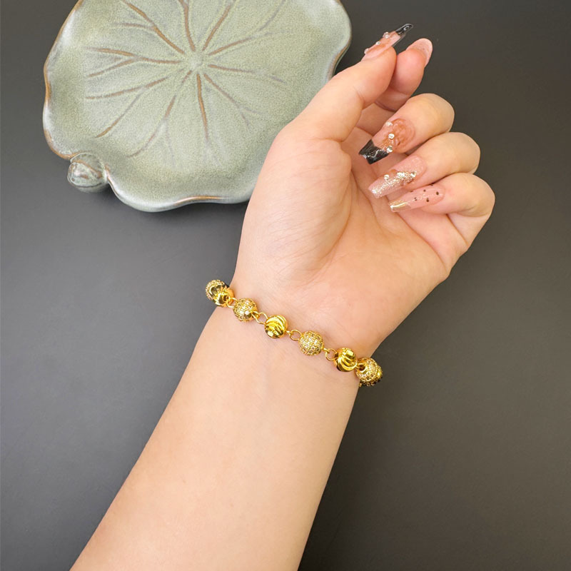 Vietnam sandy retro micro-incrustado sandía perlas pulsera campana simple mujer lujo ligero no se desvanece joyería fuente al por mayor