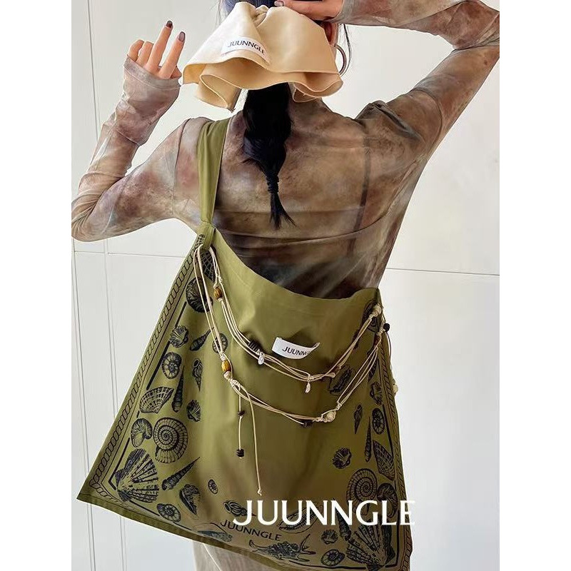 Dare买手店JUUNNGLE LAB 贻贝海湾帆布包夏天单肩斜挎包波西米亚