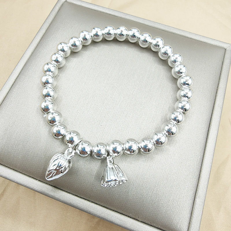 6mm Two Worlds Huan Bracelet 4mm Lotus Buddha Beads Lotus Seed Lotus Pendant Bracelet 5mm Peaceful Fortune Alloy Silver Two Life Huan