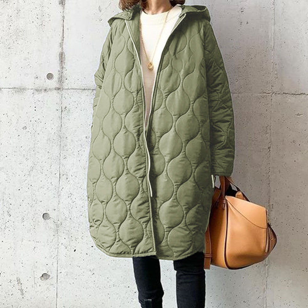 4 colores en stock estilo japonés 2024 invierno nueva calle ropa de mujer de manga larga con capucha cremallera media longitud cálido abrigo de algodón acolchado invierno mujeres image 3