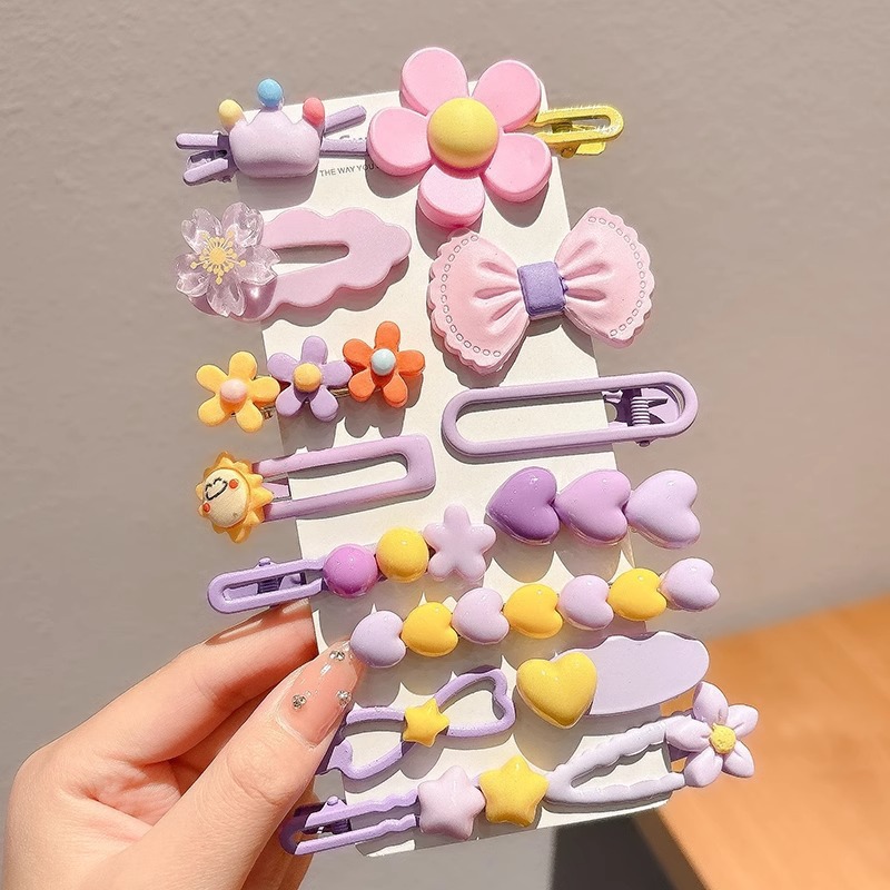 Niños lindos flores de dibujos animados clip para el cabello bebé pequeño clip no lastimar el cabello de la tela de la niña clip de borde de la mejilla