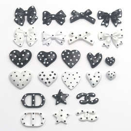 ABS波点蝴蝶结桃心饰品配件手工DIY奶油胶手机壳贴片发夹耳钉材料