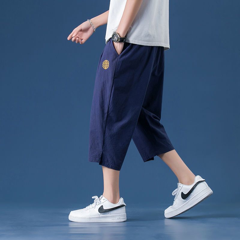 Pantalones de lino pantalones cortos para hombres pantalones cortos de verano Pantalones delgados de lino de algodón Pantalones deportivos casuales pantalones sueltos rectos