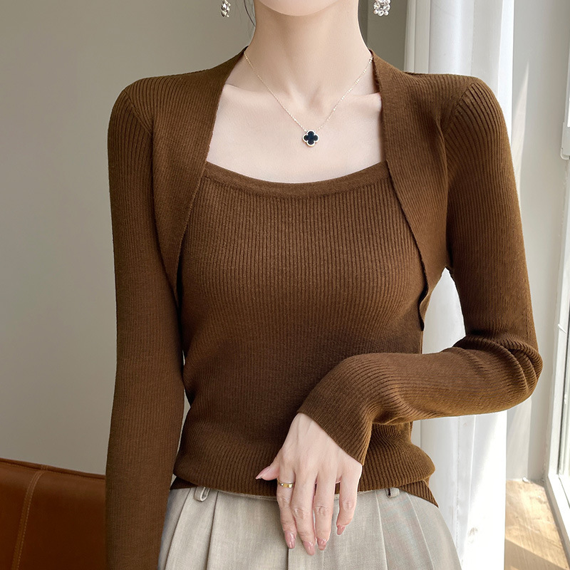 Fine Wool Sweater Women's Shawl Collar Design Elegant Elegant Gentle Atmosphere Autumn and Winter Lazy Style Soft Waxy Knitted Top