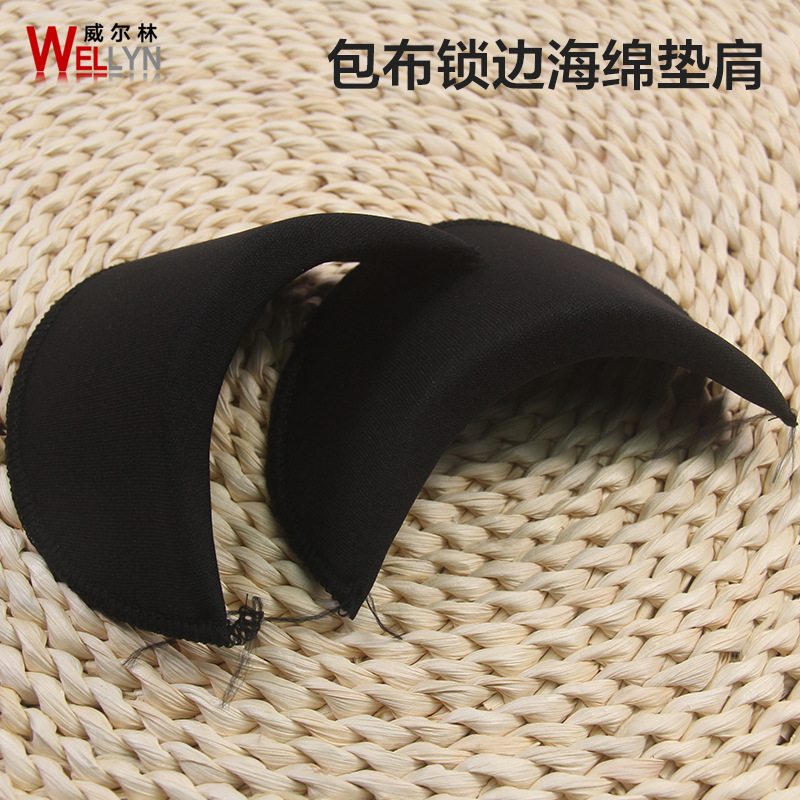 Sponge Shoulder Pads, Clothing Shoulder Pads, Women's Outwear Wrapped Cloth Overlock Shoulder Lining, Black and White in Stock