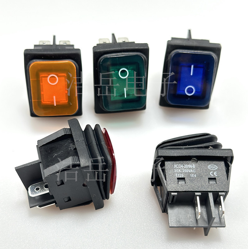 防水KCD430A大电流4脚6脚二档带灯船型开关KCD4电焊机船型开关